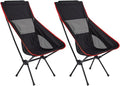Portable Camping Chair Backpacking Chair - Ultralight Folding Chair - Compact Lightweight Foldable Chairs for Hiking Mountaineering Beach 2 PackBlack/Red