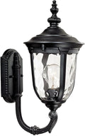 John Timberland Bellagio European Outdoor Wall Light Fixture Texturized Black Upbridge 16 1/2 Hammered Glass for Exterior House Porch Patio Outside Deck Garage Yard Front Door Garden Home