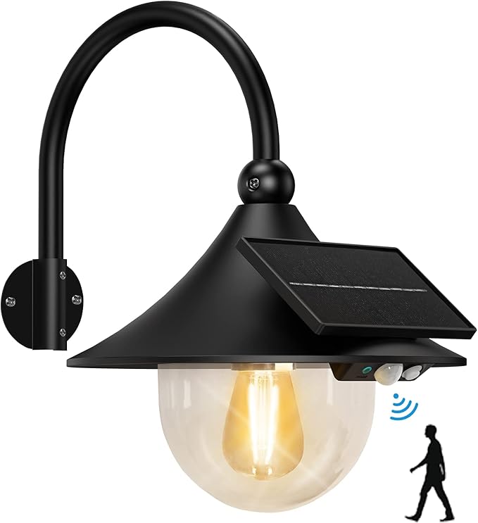 Aqonsie Solar Barn Light Outdoor with 3 Lighting Modes &amp Motion Sensing Wall Mount Vintage Light Waterproof Wall Light for Barn Shed Chicken coop Porch Patio
