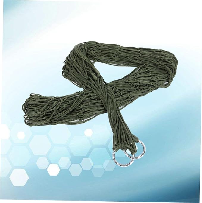Happyyami 2pcs Strong Nylon Rope Mesh Hammock Portable Hanging Swing Bed Outdoor Leisure Bed for Camping Hunting