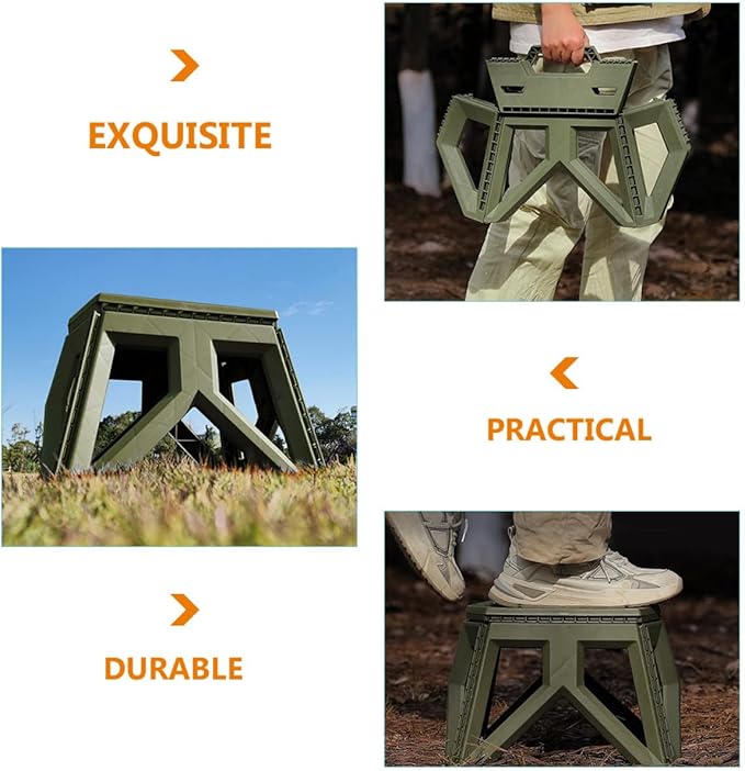 Portable Folding Fishing Stool Plastic Foldable Camping Stool with Handle for Outdoor Hiking and Fishing for Adults