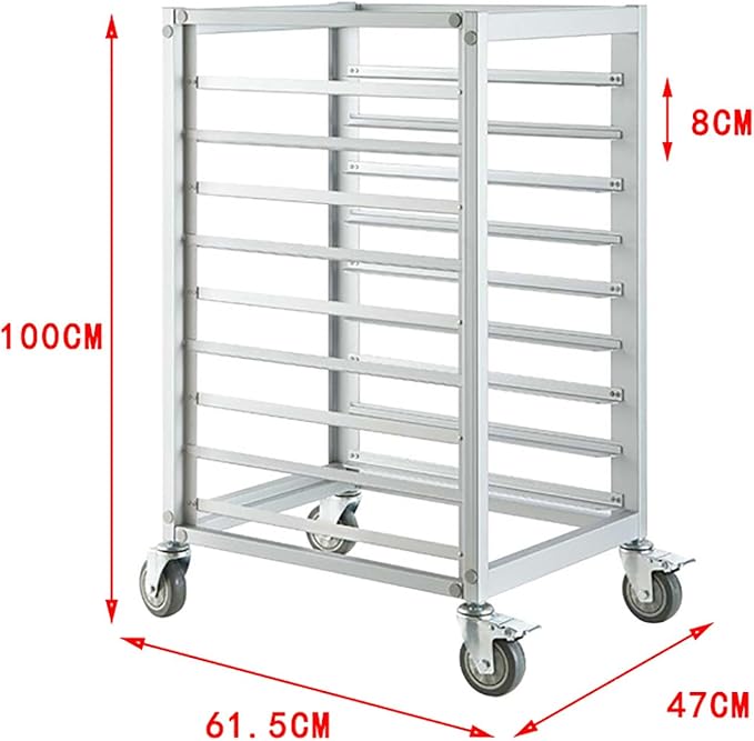 Commercial Aluminium Bun Racks Speed Rack with Heavy Duty Plate Casters Baking Racks for Oven Use with Pan Cookie Cooling Racks for BakingOpen-Plan-9 Tier