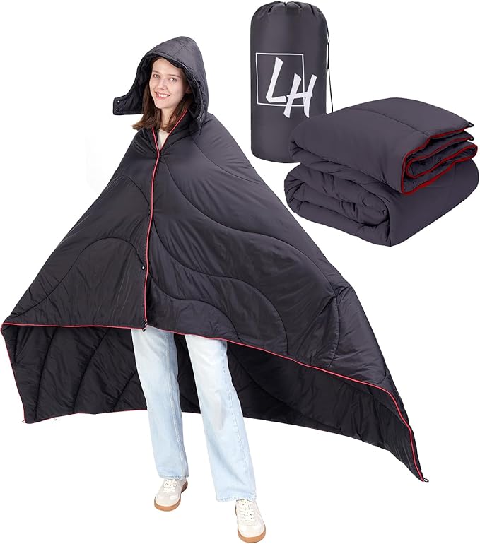 Outdoor Puffy Camping Blanket Lightweight Down Alternative Puffy Waterproof Stadium Blanket with Portable Bag Lightweight Camping Blanket for 2 People Cold Weather Sports Travel Car 79*54 inch
