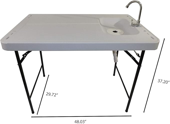 Old Cedar Outfitters Premium Extra-Large Fish and Game Cleaning Table with Sink and Folding Legs