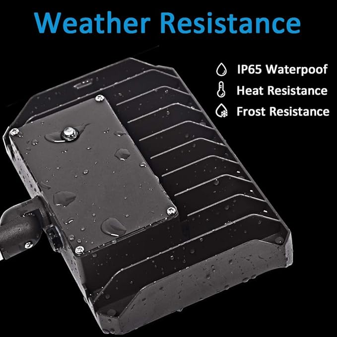 60W LED Flood Light with Knuckle Outdoor Security Fixture Dusk-to-Dawn Photocell 5000K 7800lm(300W Equivalent) 100-277V IP65 Waterproof with Base for Wall Mount for Entrance Garden Yard