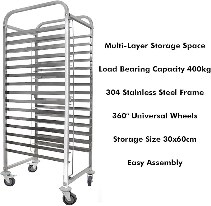 Quick Rack for Baking Pans15-Tier Commercial Bread Pan Rack - Heavy-Duty Baking Tray Storage for Restaurants Bakeries and Food Service - Maximize Kitchen Efficiency and Organization