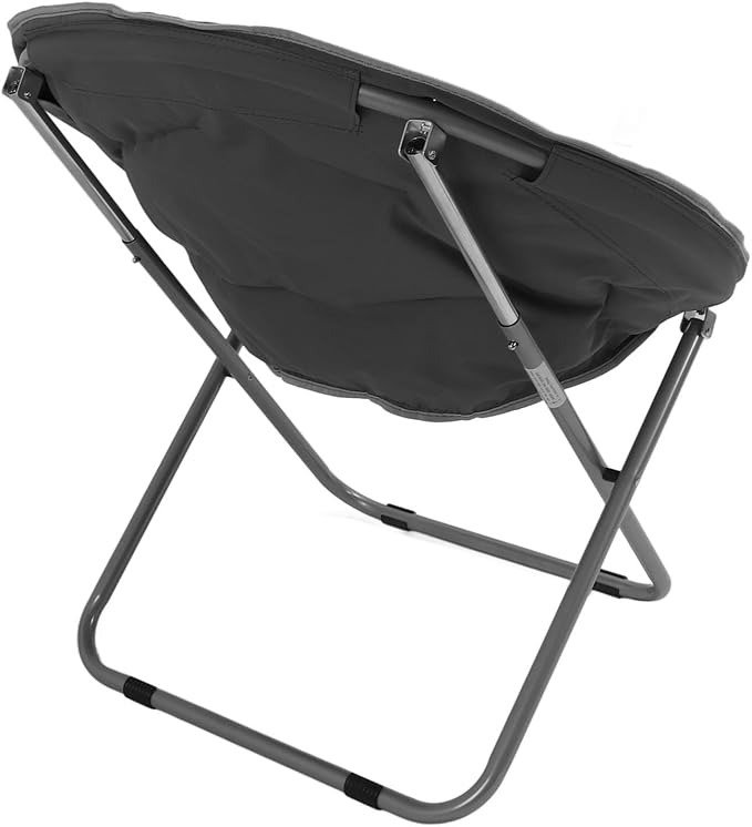Round Folding Chair Oversize Padded Moon Chair Soft Stable Portable Foldable Camping Beach Picnic Chair Grey