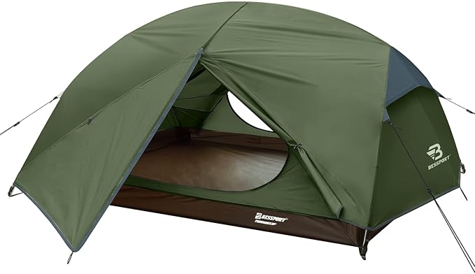 Bessport Camping Tent for 2-3 Person Lightweight Backpacking Tent Waterproof Windproof Two Doors Easy Setup Double Layer Outdoor Tents for 3 to 4 Seasons Suitable for OutdoorHikingCamping