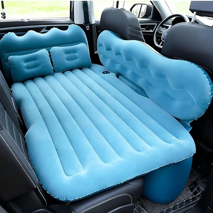 Car Inflatable Air Mattress for Chevrolet Silverado EV Electric Pickup Truck 2024 Inflatable Back Seat Car Bed Double-Sided Portable Camping Travel Sleeping BedDark Green-Mountain Design