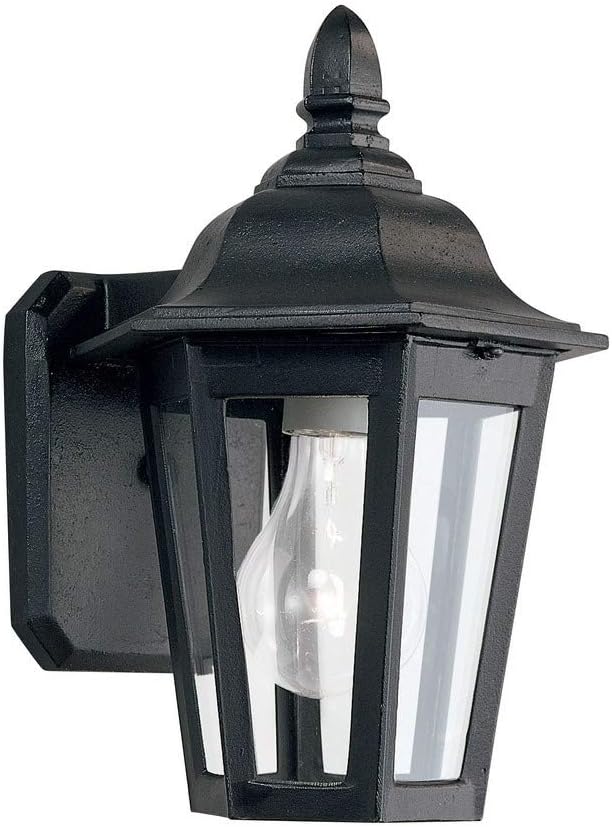 Generation Lighting 1-Light Brentwood Outdoor Wall Lamp Black 8822-12 Outdoor Lights Make Charming Wall Lamps for Outdoor Decor Wall Light Fixture Uses A19 Standard or LED Light Bulb