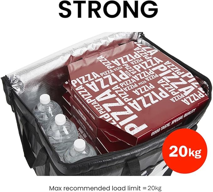 NZ home Insulated Bags for Food Delivery (3XL) Grocery Shopping Cooler Bag Pizza Delivery Hot &amp Cold Catering Tote Reusable Foldable &amp Heavy Duty (10 Pack Black)