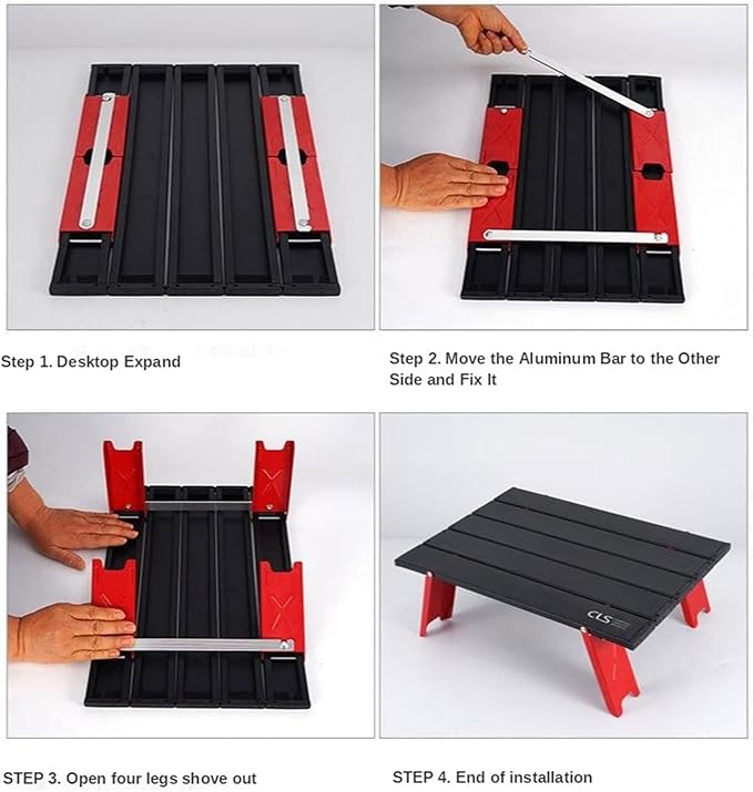 Mini Folding Table Outdoor BBQ Camping Travel Table Aluminum Alloy Durable Portable Desk for Hiking Picnic Outdoor Activities (Black)
