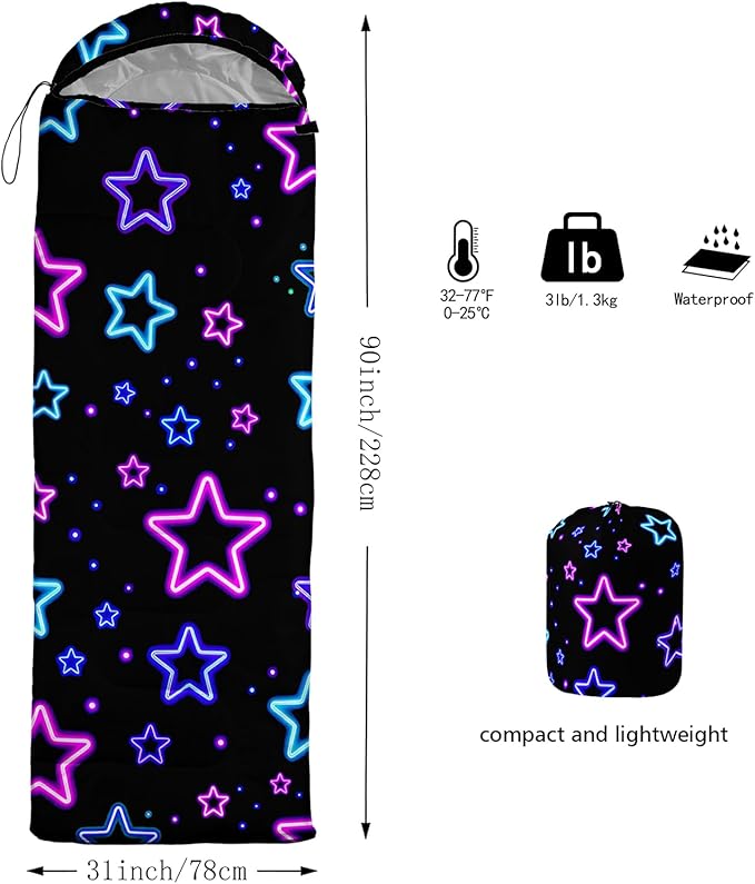 QOOMO Camping Sleeping Bags3 Season Warm &amp Cool WeatherLightweightWaterproof Sleeping Bags for Adults &amp KidsTravelingand OutdoorsCamping Gear Equipment