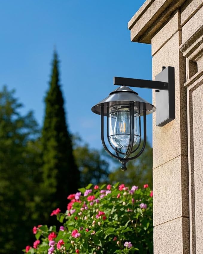 merley Outdoor Wall Lights - Outdoor Lights with Dusk-to-Dawn Sensor Modern Porch Light Fixtures Rust-Proof Weather-Resistant Wall Sconce Lighting for Exterior Wall