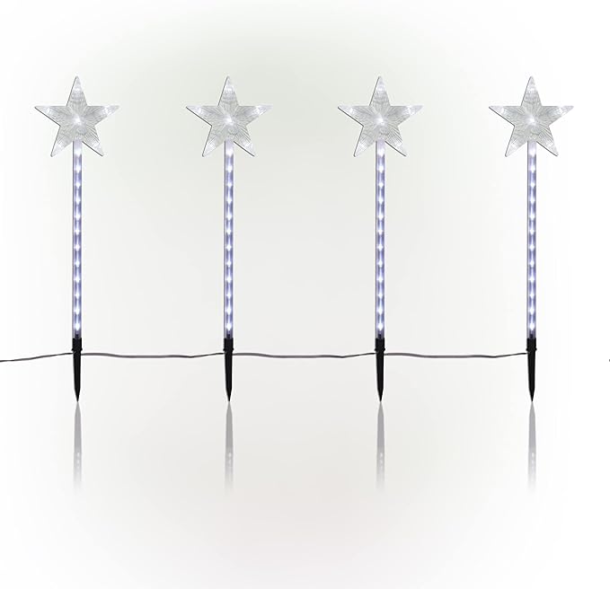 Alpine Corporation Holiday Décor Shooting Star Garden Stake with LED Lights 4-Pack Christmas Decoration