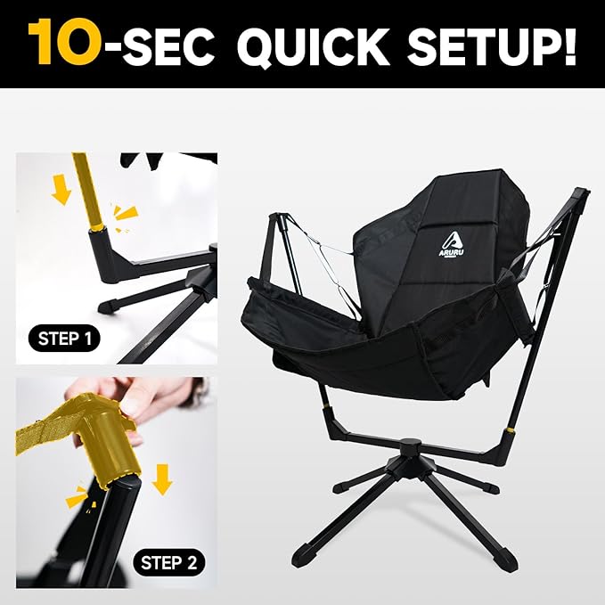 360-Degree Rotation Hammock Camping Chair Folding Swivel Chair for Adults Portable Outdoor Rocking Chair with Storage Bag for Travel Backyard Lawn Concerts Picnics &amp Sports Events