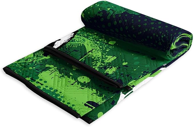 Outdoor Picnic Blanket Portable Ultrasonic Waterproof Picnic Cartoon Soccer Green Printed Camping Beach Mat for Sand and Wet Grass Hiking (Cartoon Soccer L