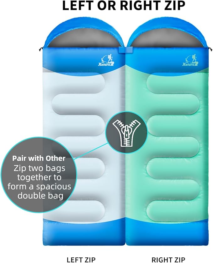 Sleeping Bags for Adults Kids - 3 Season Cold&ampWarm Weather Waterproof Camping Sleeping Bags - Lightweight Sleeping Bags for Camping Hiking Outdoor Travel
