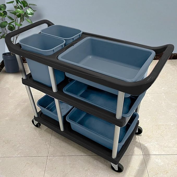 Commercial Products Standard Bus Box/Utility CartGray Large Bus Tub Plastic Heavy Duty Restaurant Wash Basin/Dish Washing Tub for Kitchen Organization/Storage (THA52)