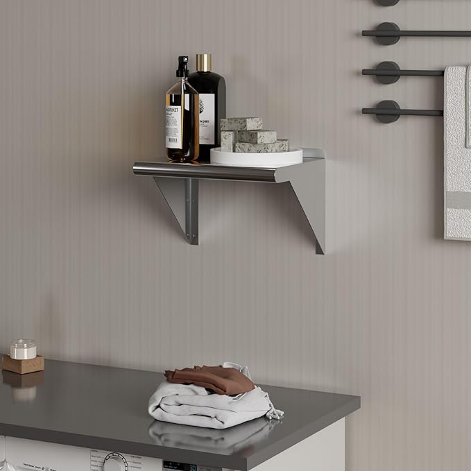 AmGood 12 in. x 16 in. Stainless Steel Wall Shelf | NSF Certified | Appliance &amp Equipment Metal Shelving | Kitchen Restaurant Garage Laundry Utility Room