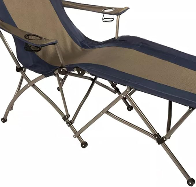 Kamp-Rite Folding Lounge Chair Tan/Blue
