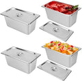 4 Pack 1/3 Size Stainless Steel Steam Table Pan with Lid 6 Inch Depth Hotel Pans for Weddings Parties Restaurants Cafeterias and Hotels