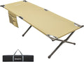 Kingcamp Camping Cot Portable Sleeping Cot for Adults Heavy Duty 81x 30 Oversized Camp Cots with Pocket Folding Outdoor Camping Bed for Travel Camp Beach HikeOutdoor and Indoor Use(Beige)