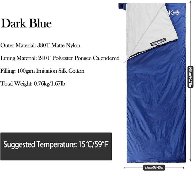 Ultralight Sleeping Bag - Envelope Lightweight Portable Waterproof Comfort with Compression Sack - Great for 3 Season Traveling Camping Hiking