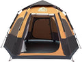 Hewolf 2/3/4 Person Camping Tent - Instant Pop Up Waterproof 2 Doors Tent with Easy Setup | 3-Season Hexagonal Dome Design for Family Hiking &amp Traveling