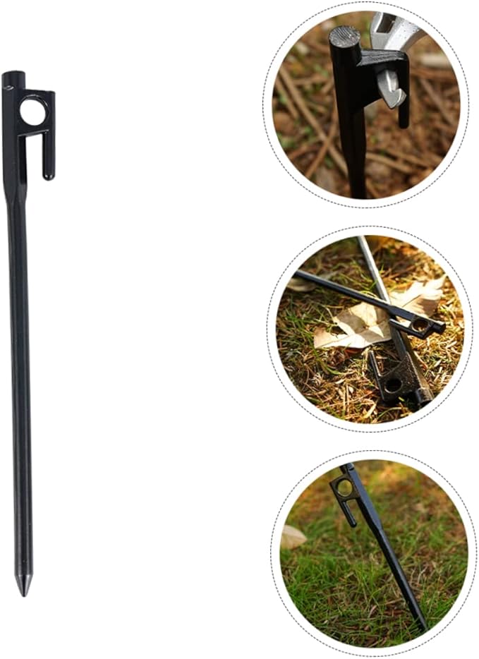 TOYANDONA 8Pcs Cast Iron Tent Stakes Durable Pegs for Outdoor Camping Garden Use Ground Fixing with Smooth Tip for Easy Soil Insertion