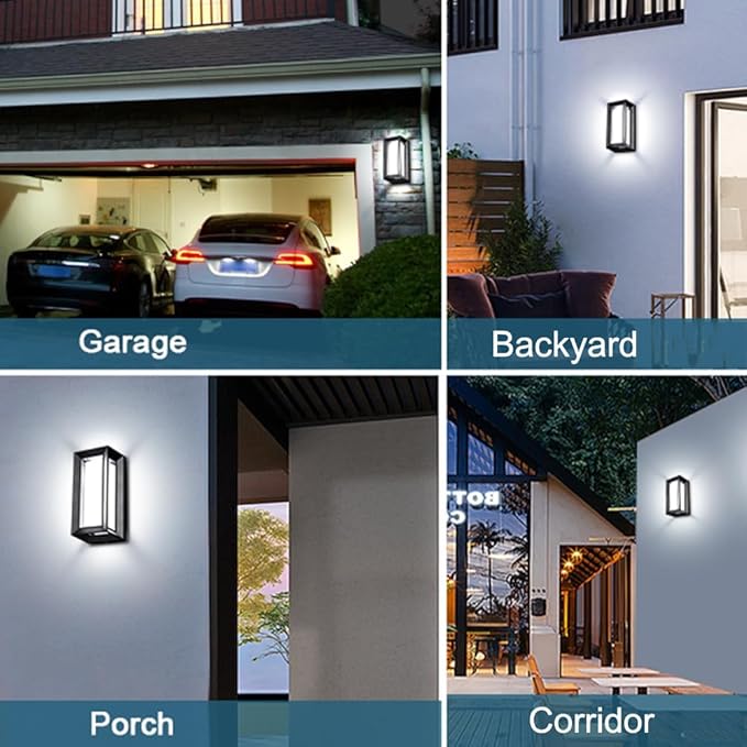 Sytmhoe Outdoor Wall Light Dusk to DawnModern Exterior Wall Sconce LED6000k Black Exterior Wall FixturesOuside Light for House Garage Walkway Backyard Garden