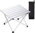 Tesouro Portable Camping TableFolding Side Table Aluminum Top for Outdoor Cooking Hiking Travel Picnic (Sliver-Large)