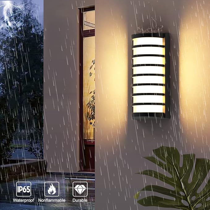 Sytmhoe Modern Outdoor Wall Lights 2Packs 3000k Warm White LED Exterior Light FixturesWall Mounted LampsMatte Black Porch&ampPatio LightIP65 Waterproof for Hallway Stairs Gardens(2packs)