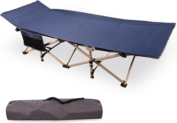 REDCAMP 28 Extra Wide Heavy Duty Camping Cots for Adults Folding Sturdy Portable Sleeping Cot for Camping or Office Use Blue