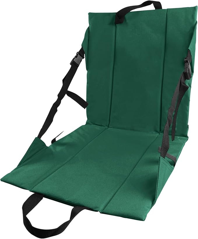 Folding Stadium Seat Cushion with Backrest Portable Bleacher Pad for Camping Fishing15.8'' x 16.5''Lightweight Chair with Backrest for Outdoor Sports and Concerts (Forest Green)