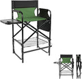 27.1‘' Seat Height Camping Directors Chair Iron Frame and Oxford Fabric Supports 260 lbs Foldable and Portable with Side Storage Bag and Side Table a Folding or Camping Chair