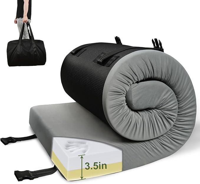 3.5 Extra Thick Foam Camping Mattress Waterproof Cover &amp Travel Bag Portable Sleeping Pad for Car/Tent/Cot/SUV/Trunk/Floor/Guest Bed
