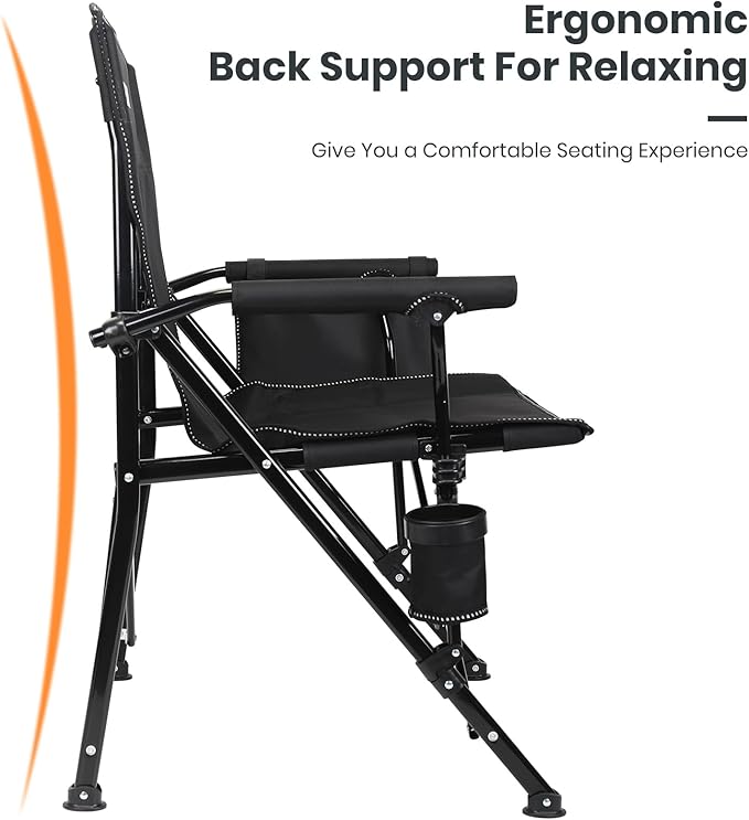 Camping Chair with Padded Hard Armrest Sturdy Folding Camp Chair with Cup Holder W Mesh Storage Bag Support to 400 lbsfor Adults 2 Pack