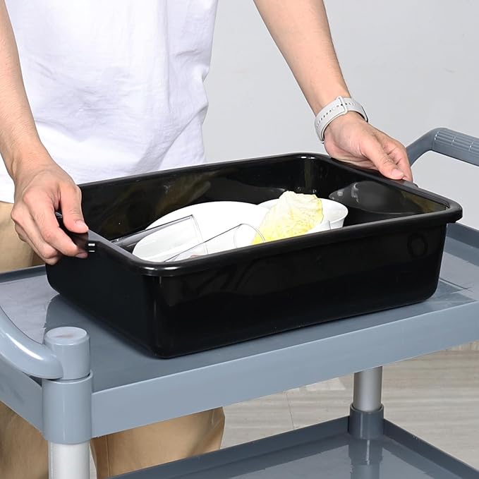 Set of 12 15 L Plastic Bus Tub Commercial Bus Box Black Restaurant Food Service Dish Tub