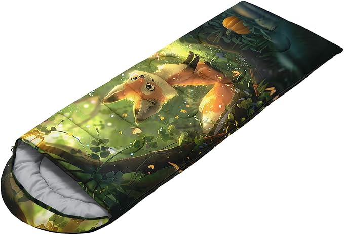 AILONEN Kawaii Panda Sleeping BagsLightweight &amp Waterproof3 Season Warm &amp Cool WeatherDreamy Purple Flower Animal Themed Sleeping Bags for BoysGirlsKidsAdults TravellingOutdoors