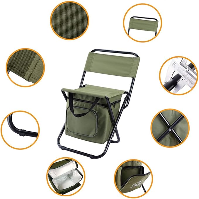 Fishing Chair Ice Pack Storage Insulation Portable Camping and Lounger for Outdoor Activities