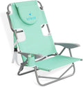 Ostrich the Heavy-Duty Backpacker Portable Beach Chair with Face Hole Adjustable Lounge Chair with Face Opening Cup Holder &amp 325lb Capacity Teal