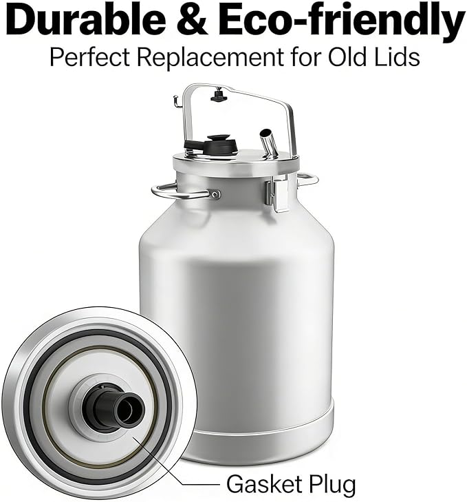 Stainless Steel Milk Bucket Pail Cover Lid with Gasket Plug Seat 8.07 Inch Durable Replacement - Non - Eco - Friendly Finish Easy to Use for Dairy and Home