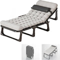 Folding Bed with Mattress - Portable Camping Cot for Adults 4 Adjustable Positions for Indoor/Outdoor Use Ideal for Guest Beds and Beach Vacations (190 * 75 * 28cm)