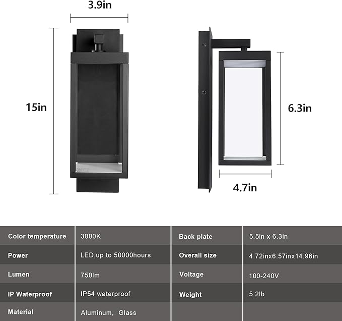 Modern Outdoor Light Fixtures Dusk to Dawn Outdoor Lighting15 Exterior Wall Sconce Porch Light Black Garage Lights Wall Lamp Waterproof Outdoor Lights for House Garden Front Door