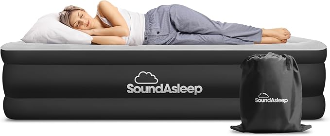 SoundAsleep Products Dream Series Luxury Air Mattress ComfortCoil Technology Built-in High Capacity Pump for Home Camping- Double Height Adjustable Inflatable Blow Up Portable (Twin XL Size)