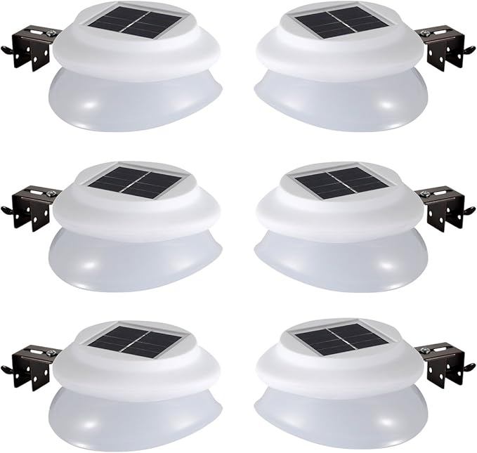 Solar Gutter Lights Outdoor 9 LED Super Bright Waterproof Wireless Security for Garden Wall Yard Deck