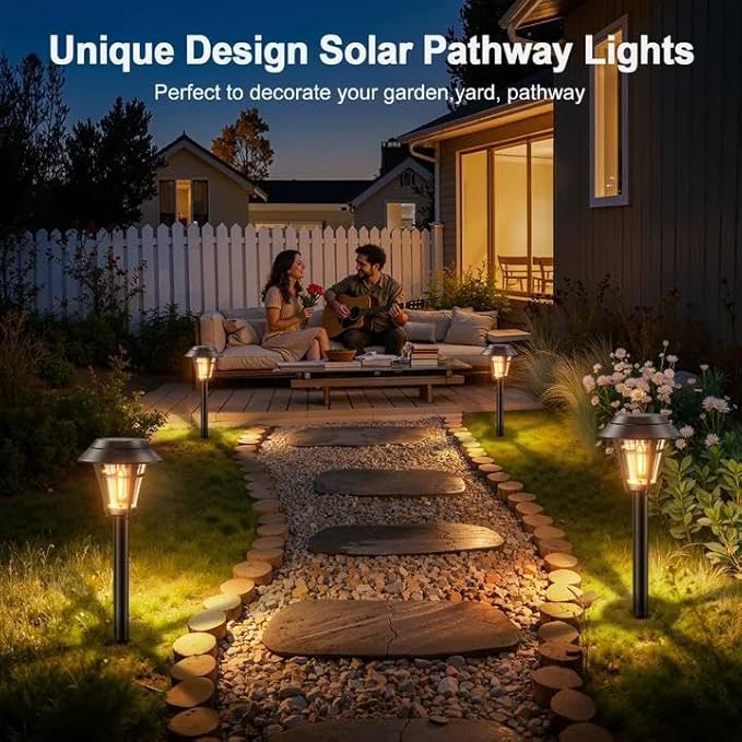 LETMY Solar Pathway Lights Outdoor 10 Pack Solar Lights Outdoor Waterproof Auto On/Off Solar Powered Garden Landscape Path Lights Outdoor Solar Lights for Yard Lawn Patio Walkway Driveway