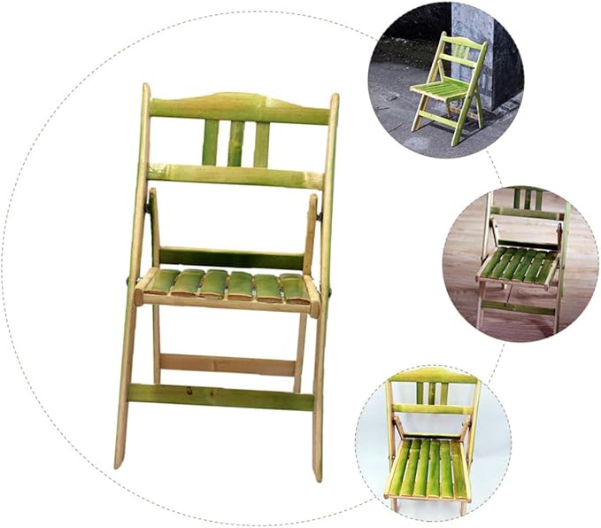 Toyvian Portable Bamboo Folding Stool for Outdoor Activities Beach Parties Receptions Instant Assembly