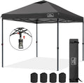KAMPKEEPER One Person Setup 10x10 Pop up Canopy Tent Instant Portable Canopy One Push Outdoor Canopy with 3 Adjustable Heights Wheeled Carry Bag Bonus 8 Stakes and 4 Ropes(Black)